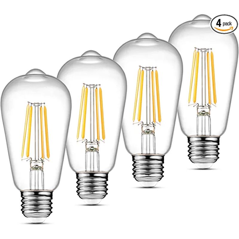 Ascher Vintage LED Edison Bulbs, 6W, Equivalent 60W, Non-Dimmable (4 pack)