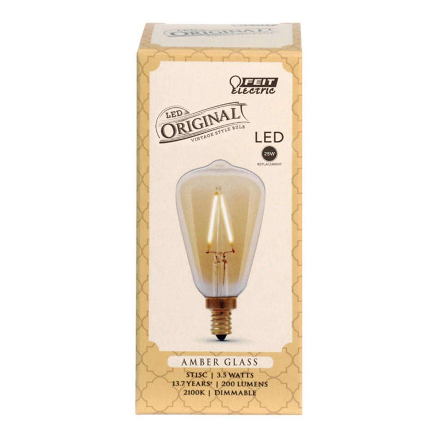 Feit Electric Filament LED Bulb Amber 25 Watt Equivalence