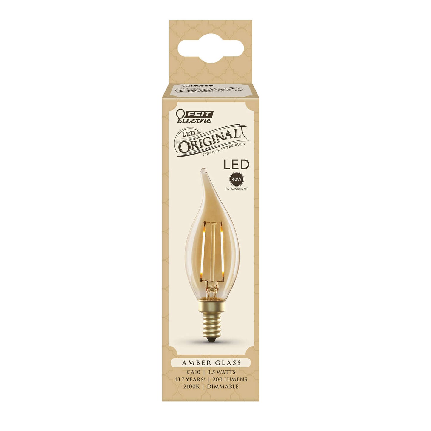 Feit Electric Candelabra LED Bulb Amber 40 Watt Equivalence