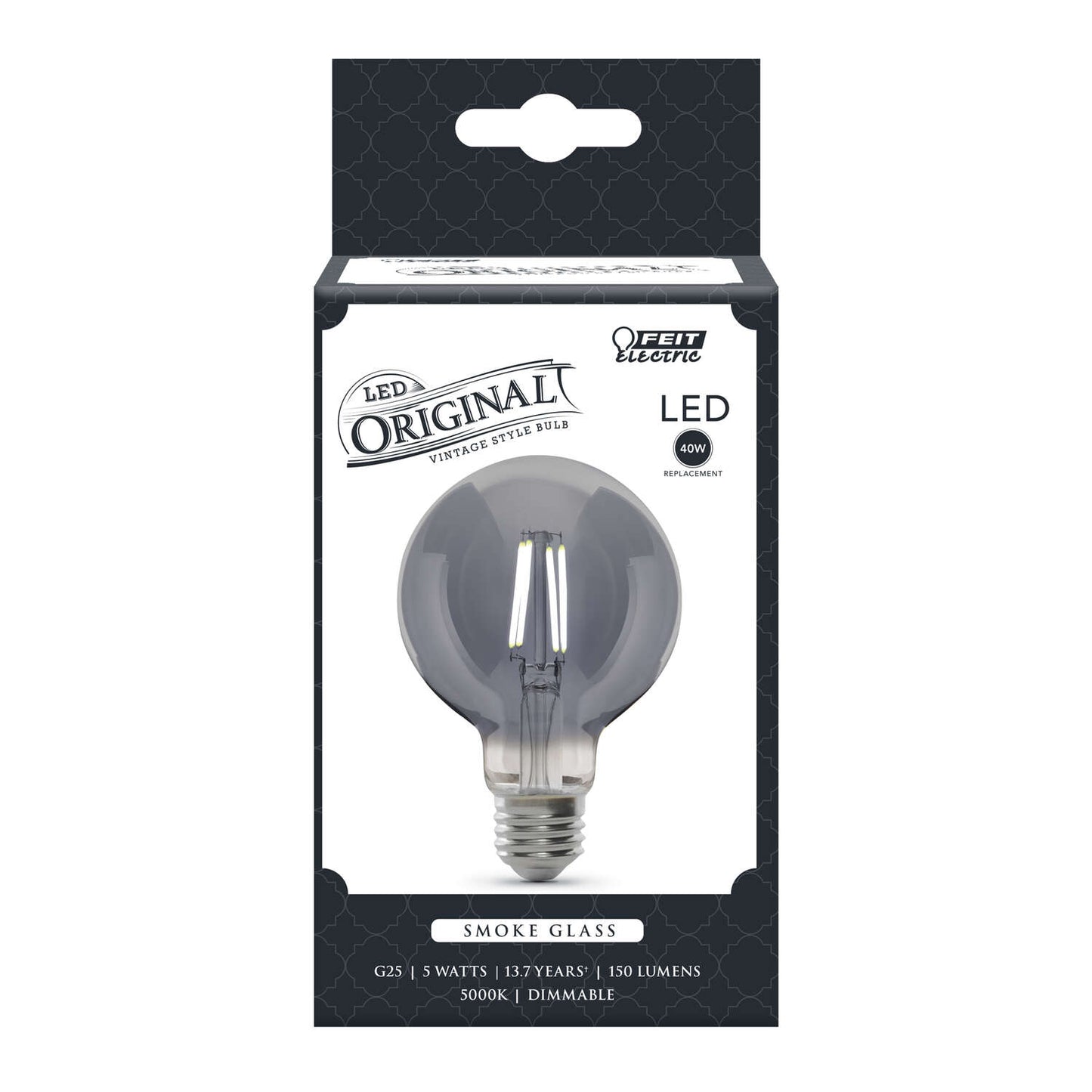 Feit Electric Filament LED Bulb Smoke Daylight 40 Watt Equivalence