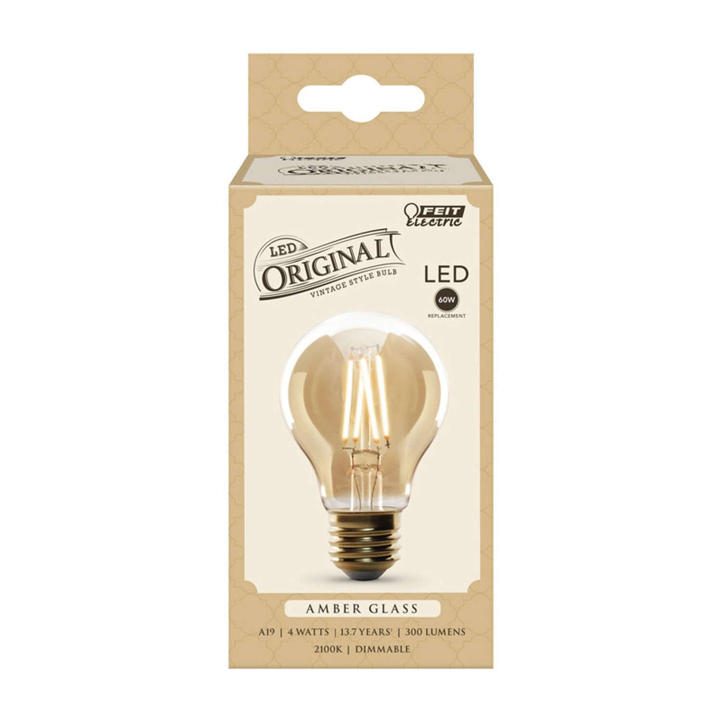 Feit Electric Filament LED Bulb Amber 60 Watt Equivalence