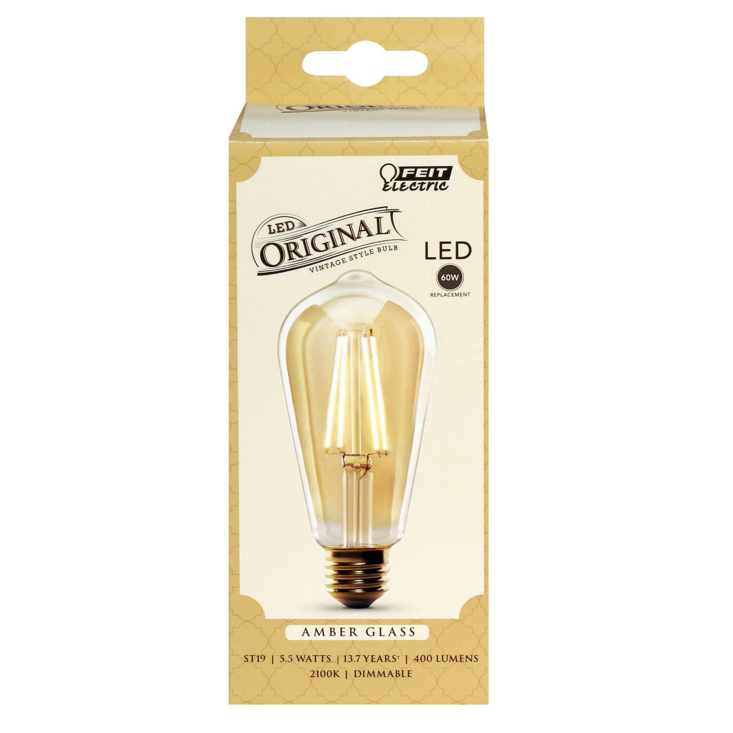 Feit Electric Filament LED Bulb Amber 60 Watt Equivalence