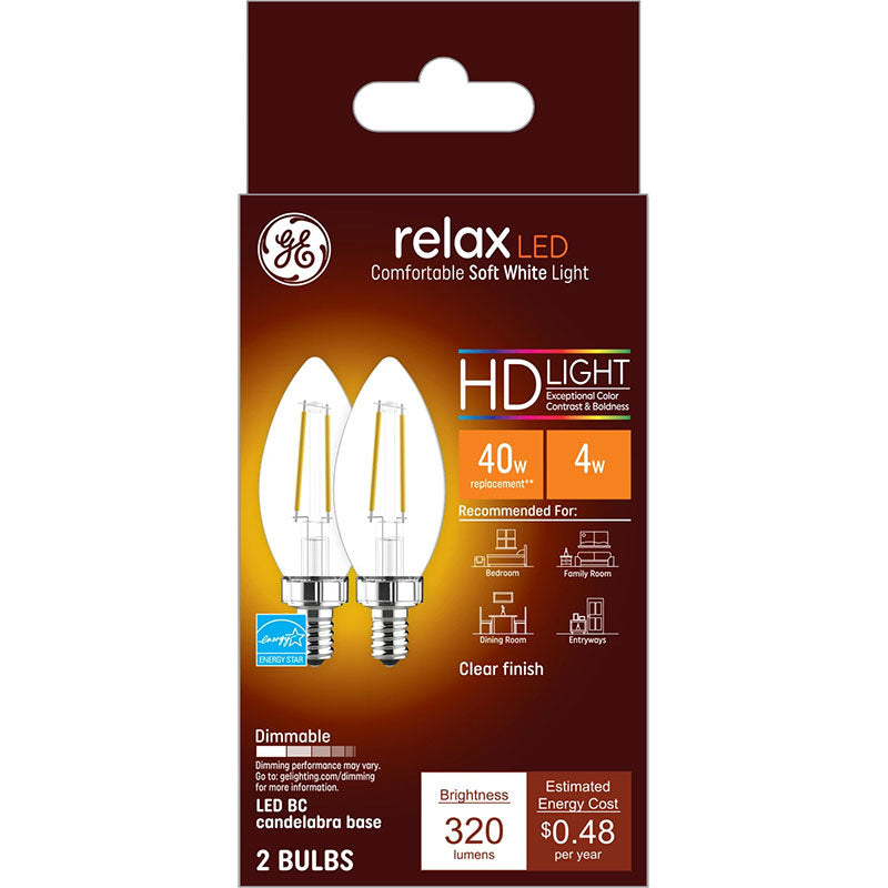 GE Relax HD LED Light Bulbs Soft White 40W (2 pack)