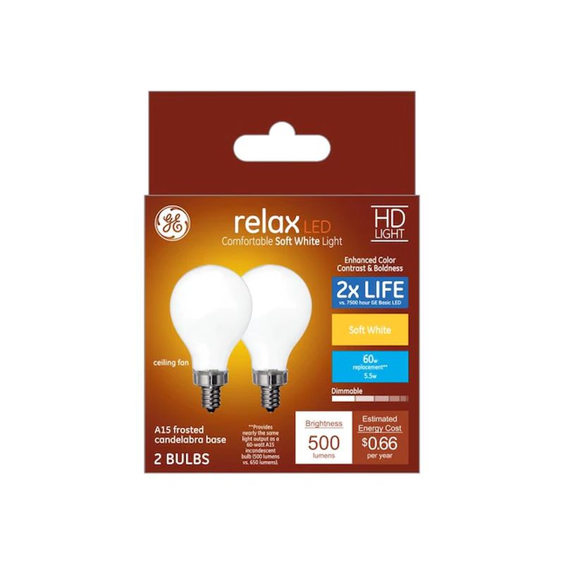 GE Relax 60W EQ A15 Soft White Dimmable LED Light Bulb (2 pack)