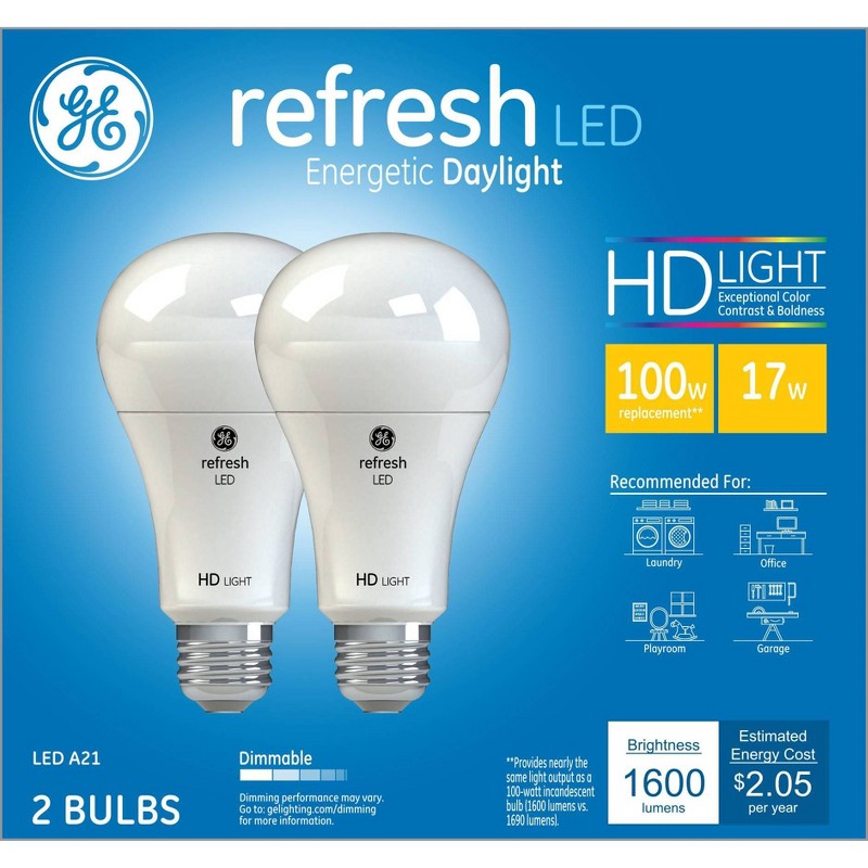 GE Refresh HD LED Light Bulbs Daylight 100W (2 pack)