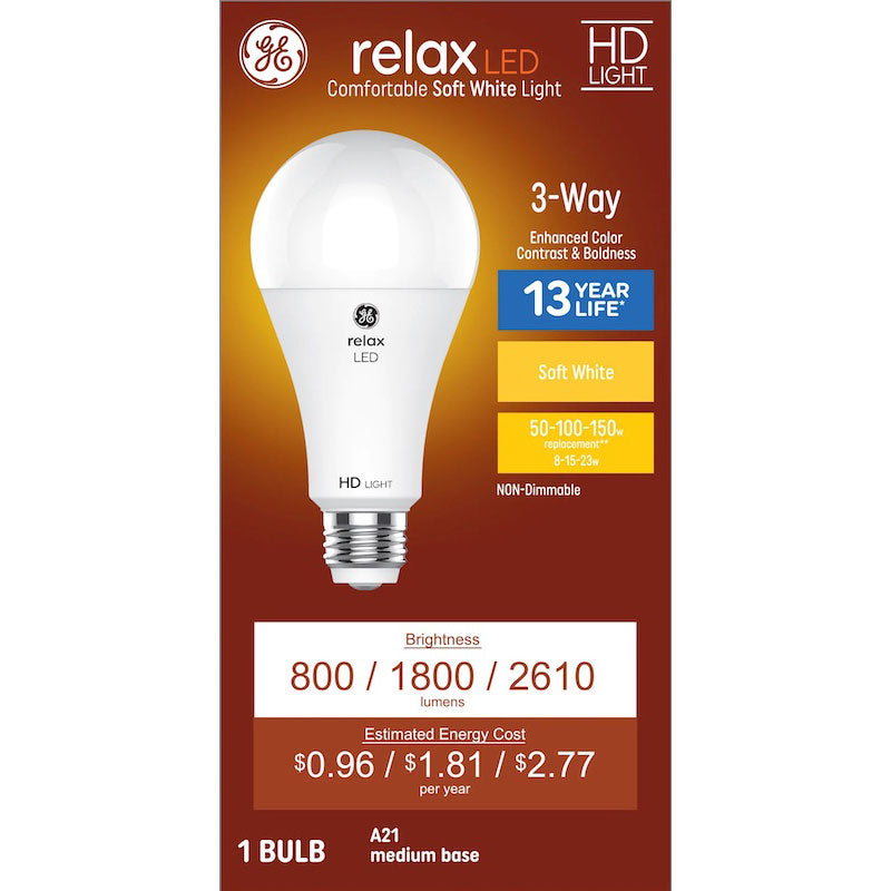 GE Relax HD LED Light Bulb Soft White 3-Way