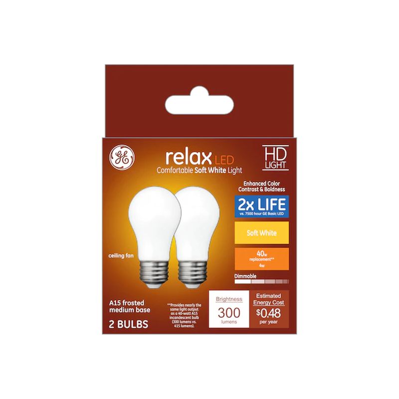 GE Relax 40W EQ A15 Soft White Dimmable LED Light Bulb (2 pack)