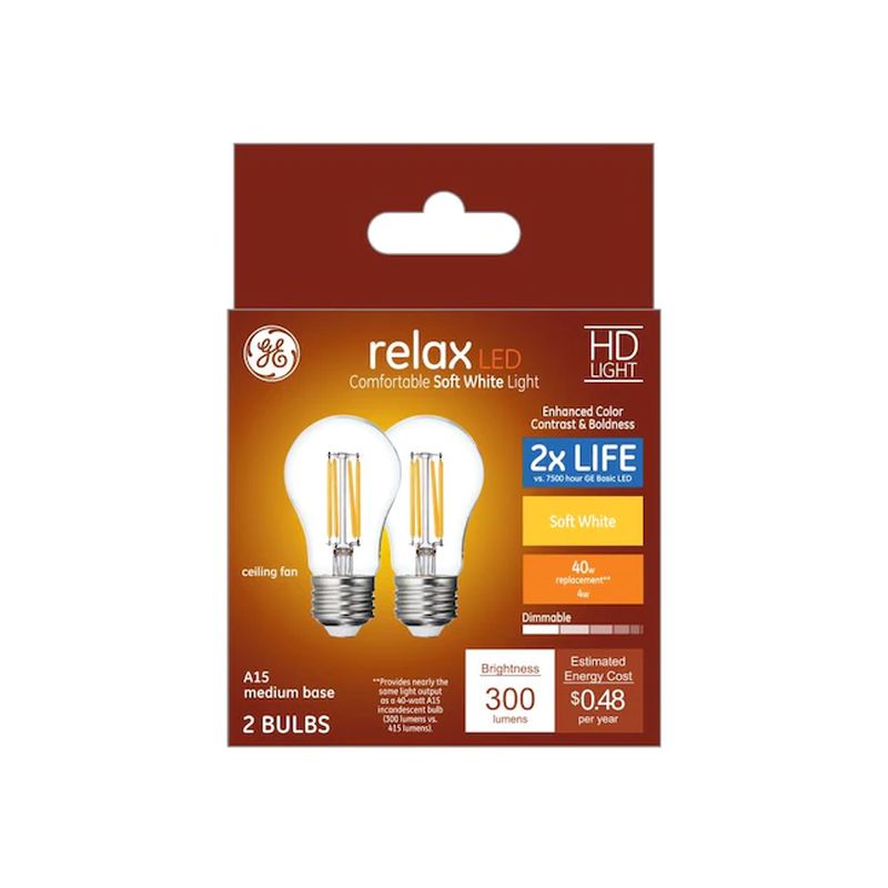 GE Relax 40W EQ A15 Soft White Dimmable LED Light Bulb (2 pack)