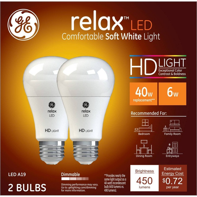 GE Relax HD LED Light Bulbs Soft White 40W (2 pack)