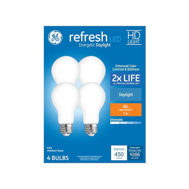 GE Refresh 40W EQ A19 Daylight Dimmable LED Light Bulb (4 pack)