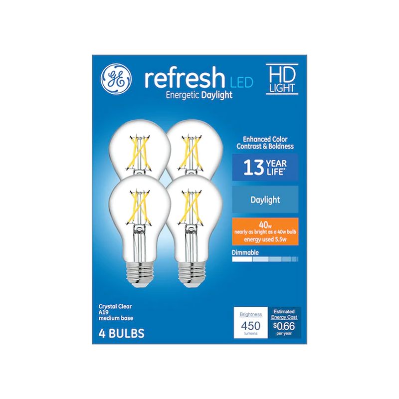 GE Refresh 40W EQ A19 Daylight Dimmable LED Light Bulb (4 pack)