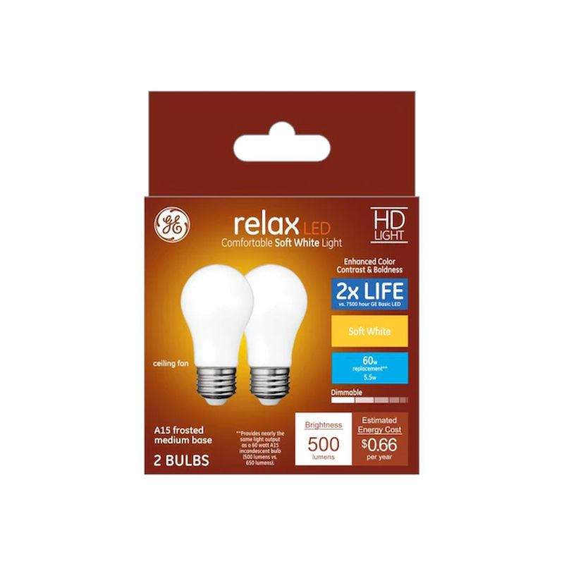 GE Relax 60W EQ A15 Soft White Dimmable LED Light Bulb (2 pack)