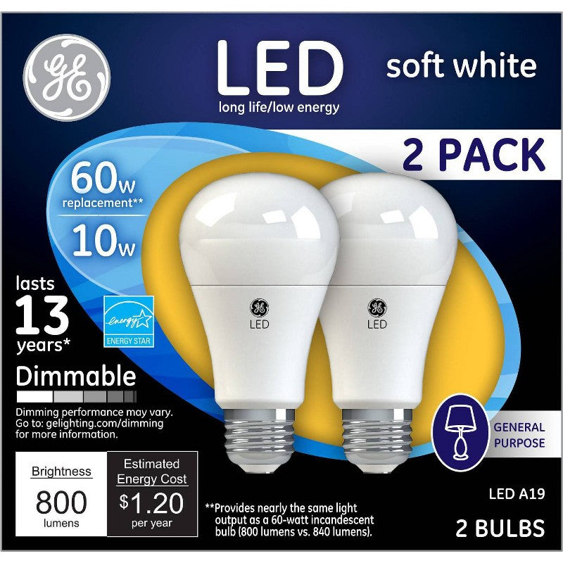 GE LED Light Bulbs White 60W (2 pack)