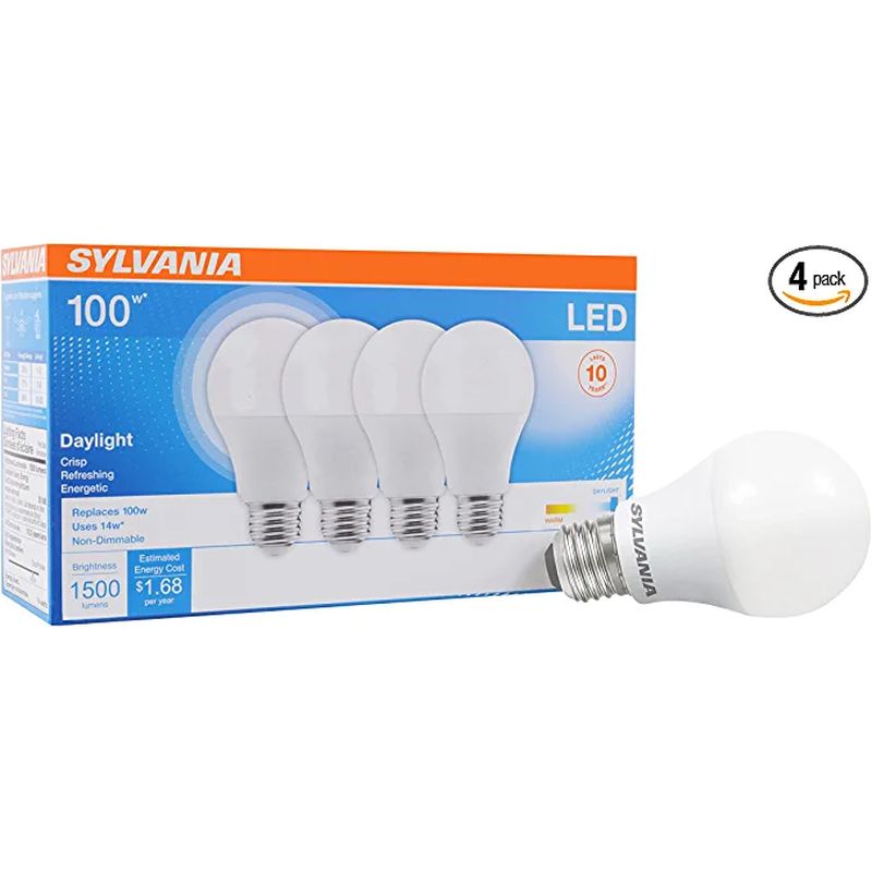 SYLVANIA LED Light Bulb, 100W Equivalent, Daylight (4 pack)