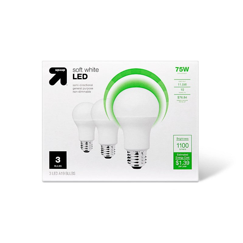 Up & Up Soft White LED Light Bulbs 75W (3 pack)